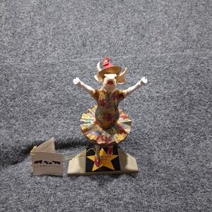 CowParade Dancing Diva Figurine Multi-Color Floral Tutu Cow Art‎ Collectible 6"